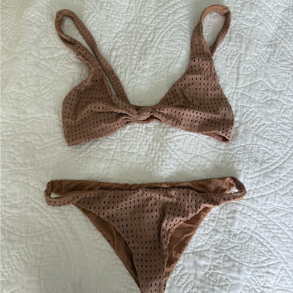 Acacia Swimwear Tan Bikini with Black Accents